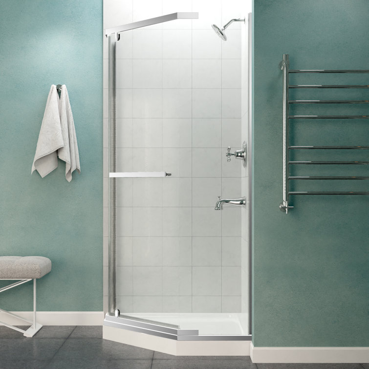 Castle Series Polished Chrome Semi-Frameless Shower Door with Tsunami Guard