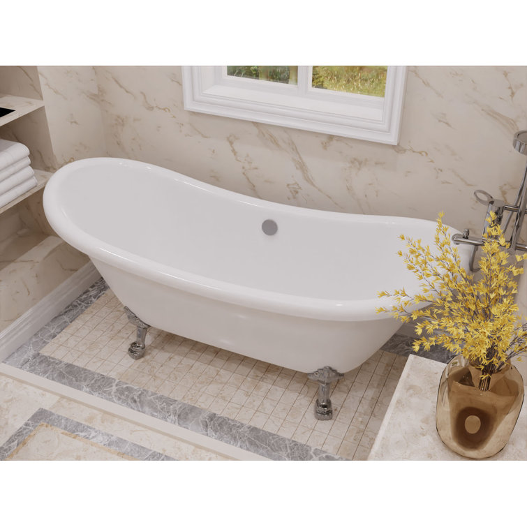Belissima 69'' White Acrylic Clawfoot Freestanding Bathtub