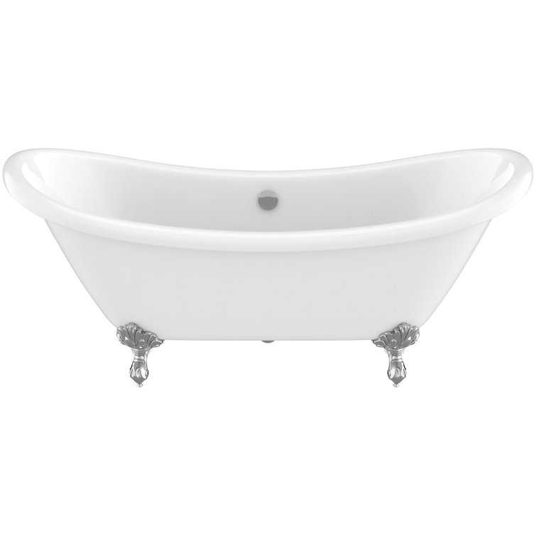 Belissima 69'' White Acrylic Clawfoot Freestanding Bathtub