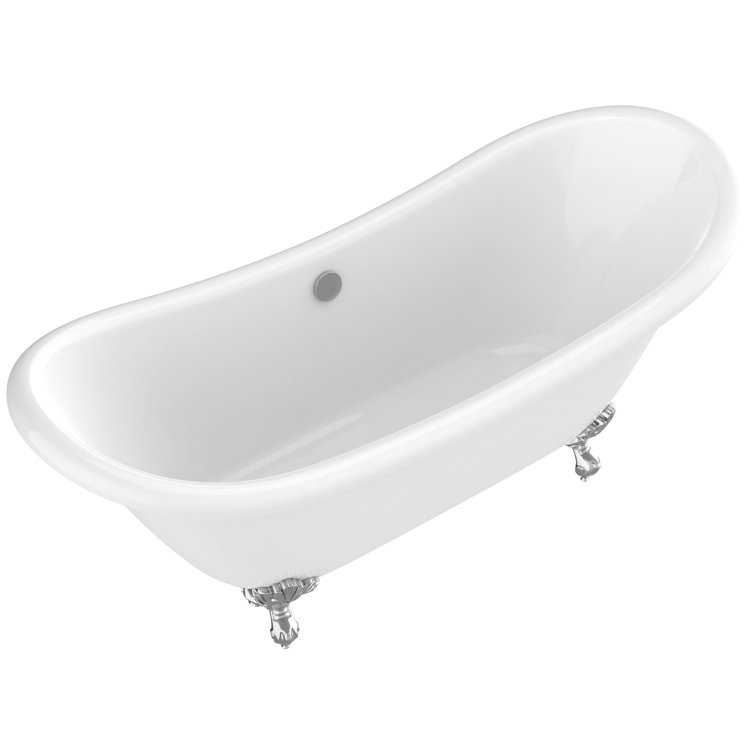 Belissima 69'' White Acrylic Clawfoot Freestanding Bathtub
