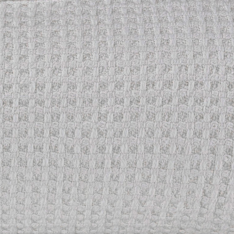 Waffleweave Soft Grey Cotton Twin Blanket with Reversible Knit