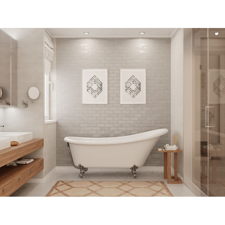 Diamante 67'' White Acrylic Clawfoot Slipper Bathtub