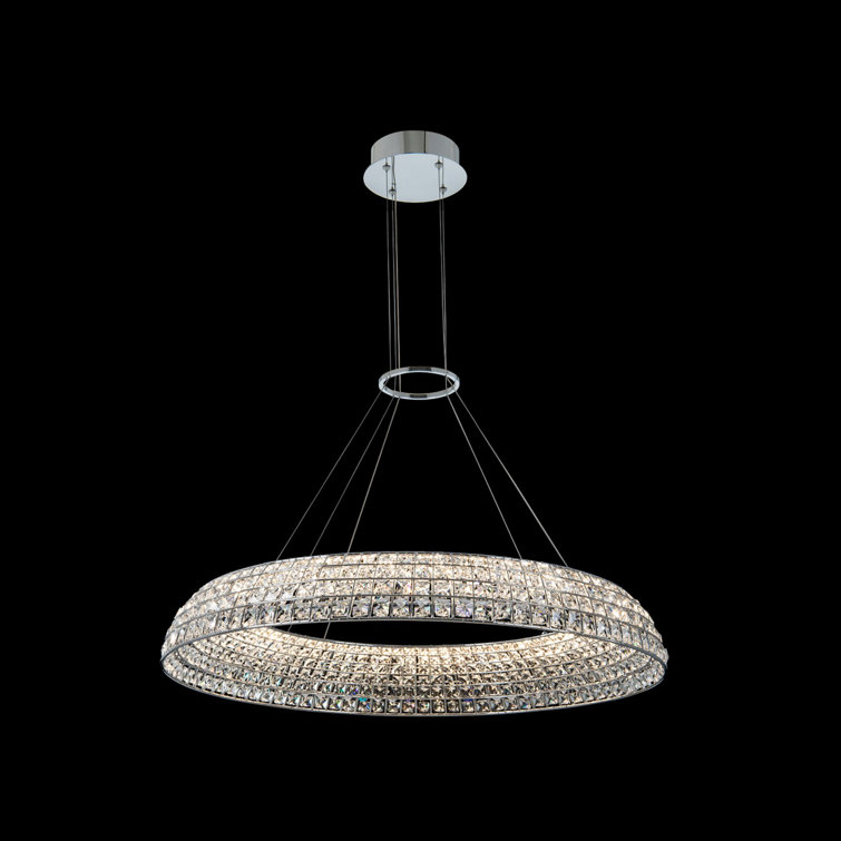 Nuvole 36" Chrome Crystal LED Bowl Pendant Light