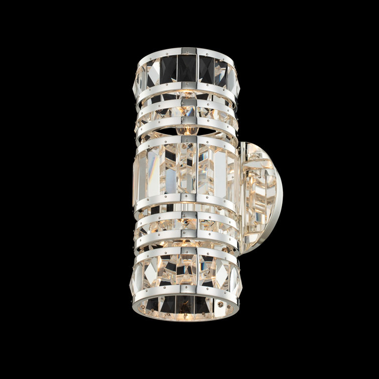 Polished Chrome Crystal Cylinder Wall Sconce