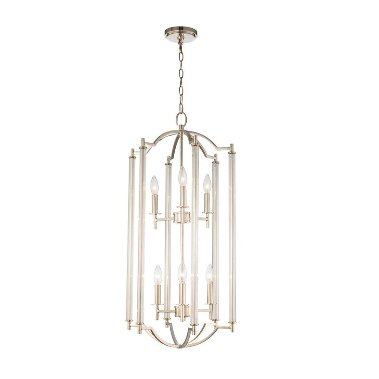 Provence Polished Nickel Glass 6-Light Lantern Pendant