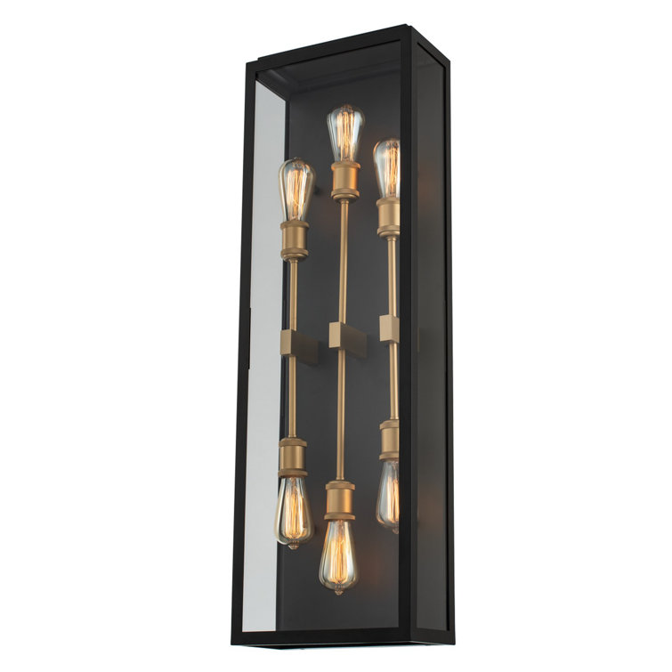 Matte Black and Sanded Gold 38" Outdoor Wall Sconce