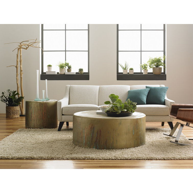 Green Round Glass Contemporary End Table