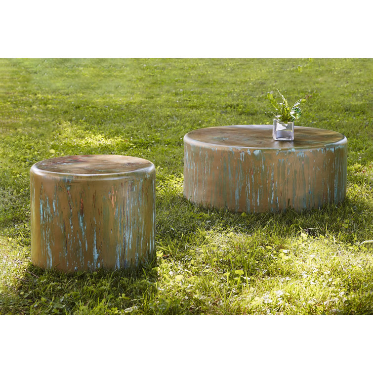 Green Round Glass Contemporary End Table