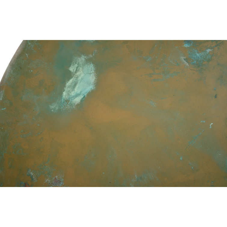 Lichen Finish Round Resin Coffee Table with Acid Patina