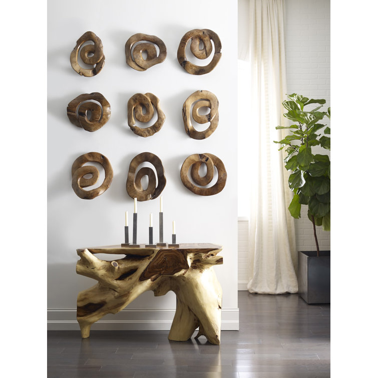 Natural Teak Wood Swirl Wall Décor