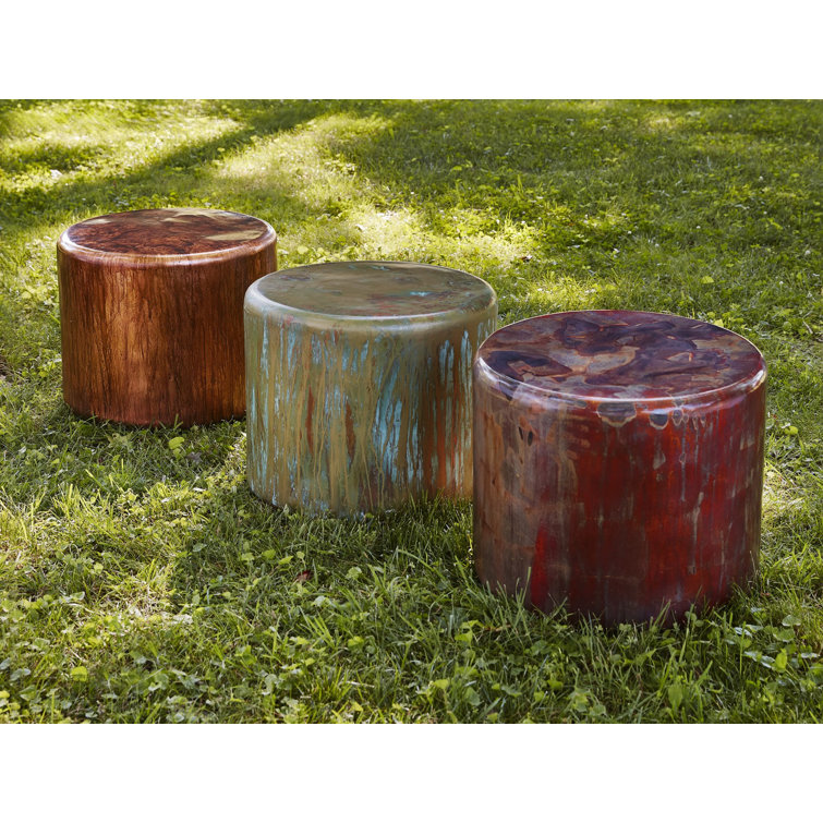 Green Round Glass Contemporary End Table