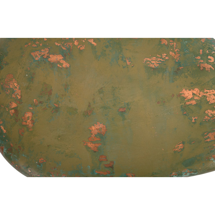 Lichen Triangular Resin and Metal End Table with Storage