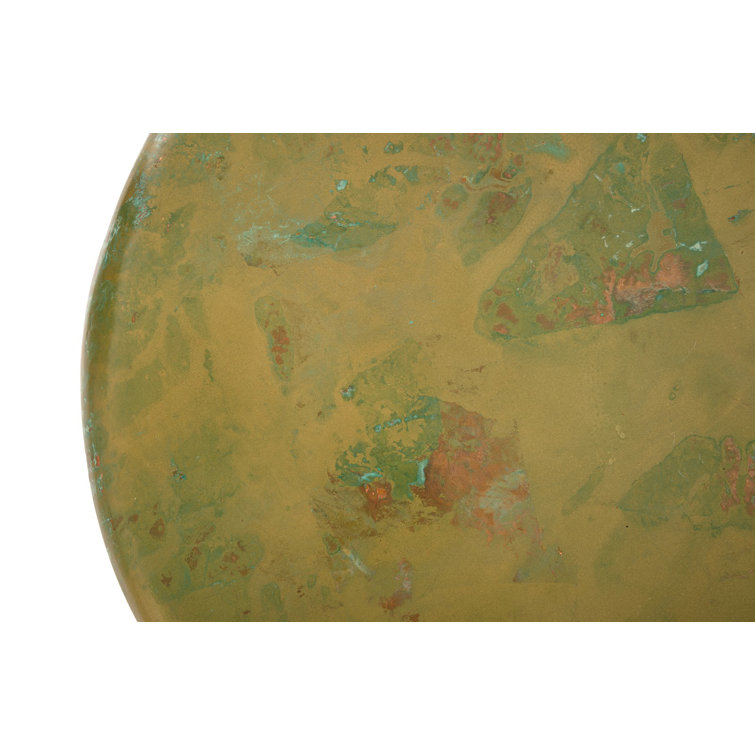 Green Round Glass Contemporary End Table
