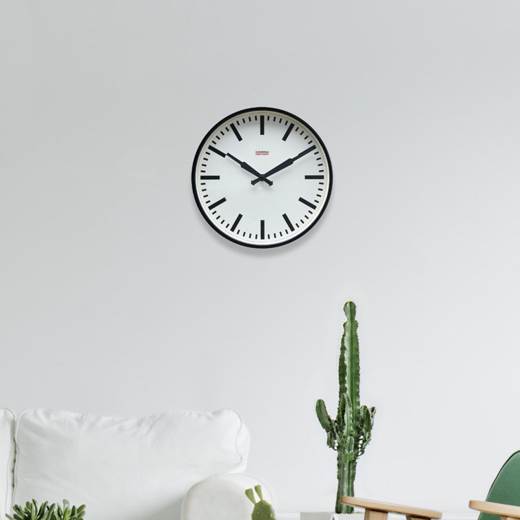 12'' Black and White Metal Wall Clock with Silent Quartz Movement