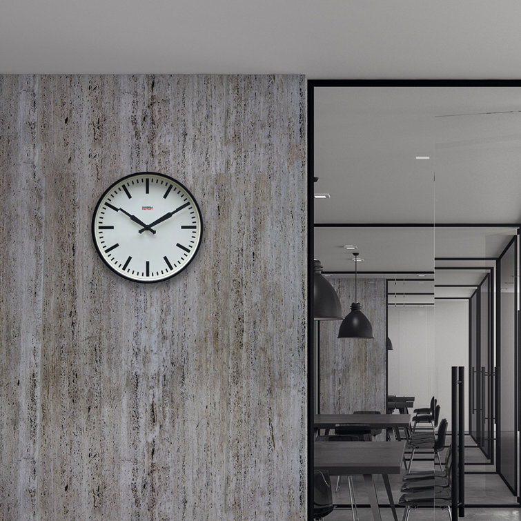 12'' Black and White Metal Wall Clock with Silent Quartz Movement