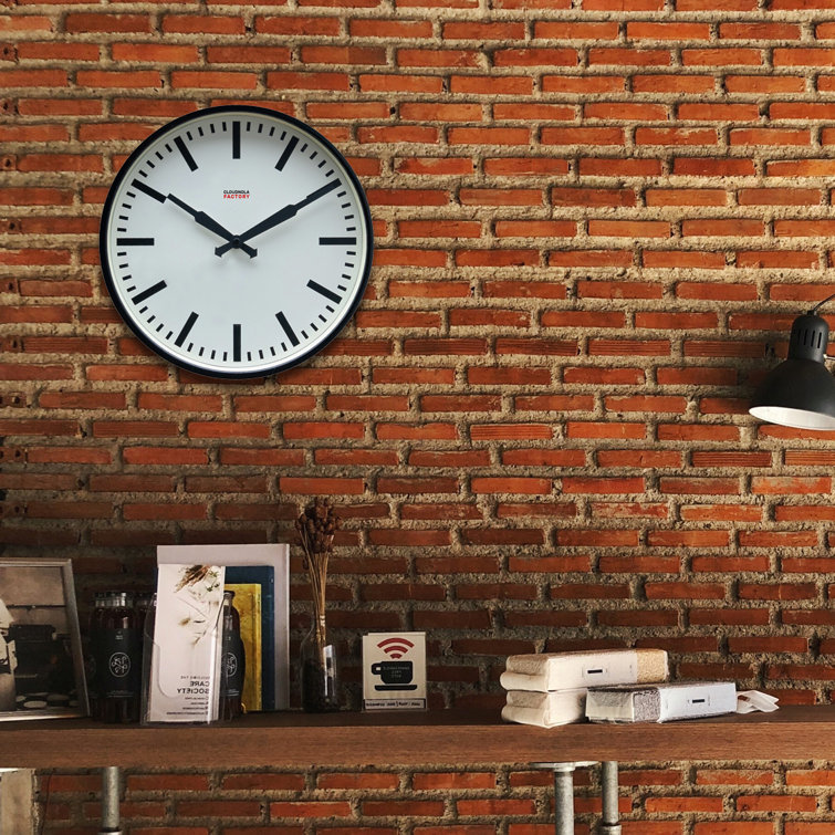 12'' Black and White Metal Wall Clock with Silent Quartz Movement