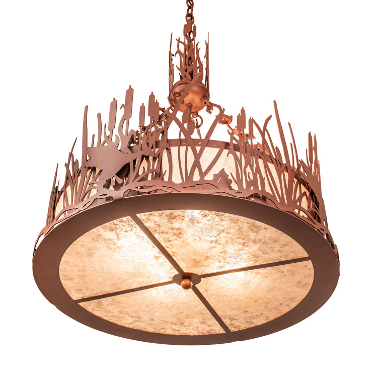 Rustic Farmhouse 35" Glass Drum Chandelier