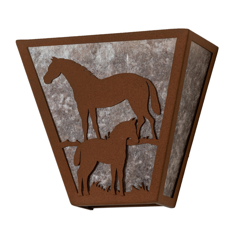 Rustic Lodge 11.5'' Brass Mare & Foal Wall Sconce