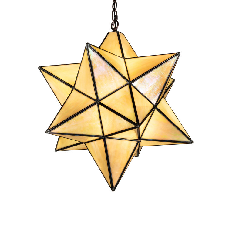Beige Iridescent Glass Star Pendant with Mahogany Bronze Finish