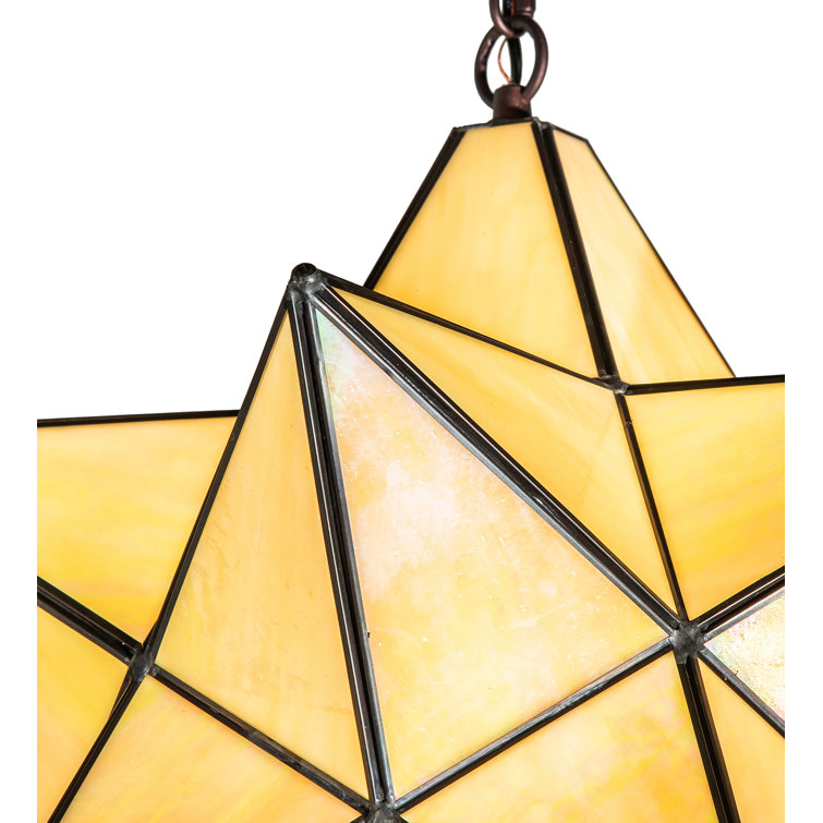 Beige Iridescent Glass Star Pendant with Mahogany Bronze Finish