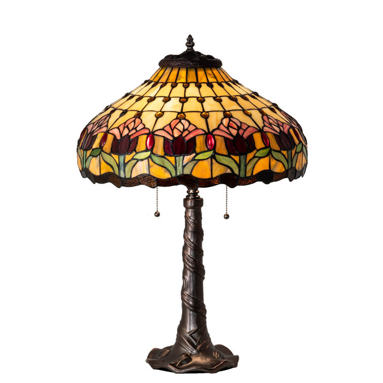 Colonial Tulip 2-Light Mahogany Bronze Table Lamp