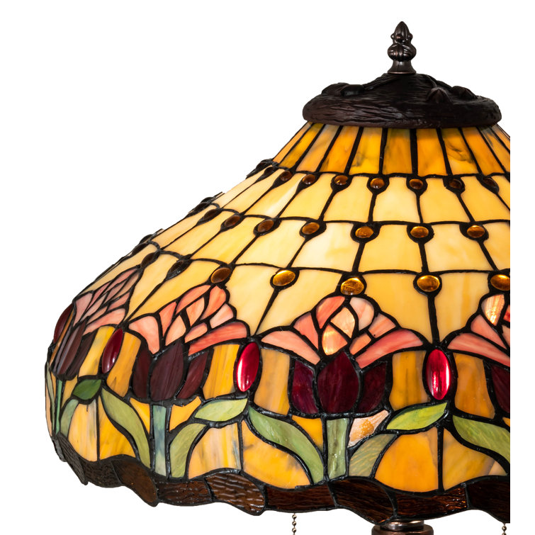 Colonial Tulip 2-Light Mahogany Bronze Table Lamp