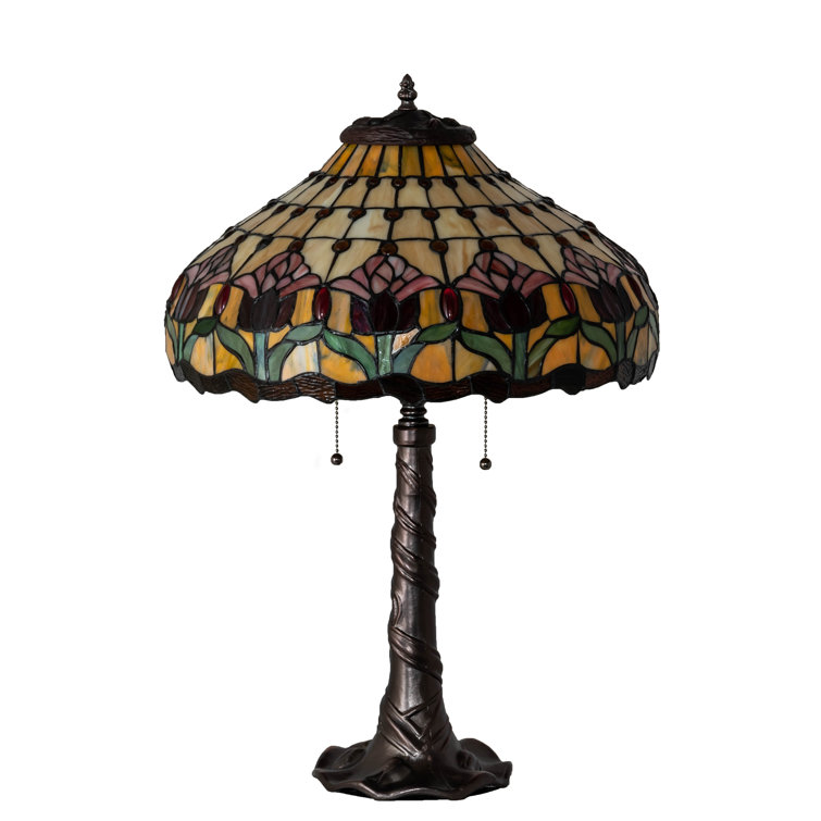 Colonial Tulip 2-Light Mahogany Bronze Table Lamp