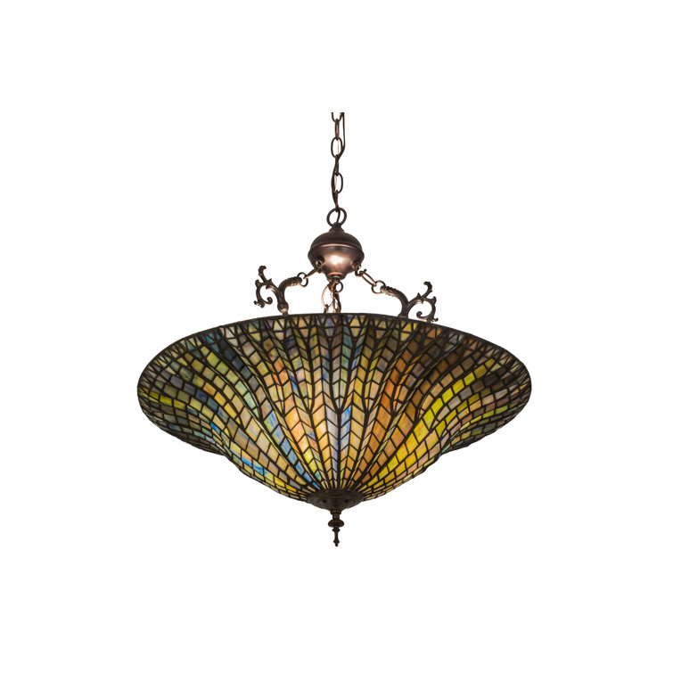 Tiffany Lotus Leaf Multicolor Glass Pendant Light