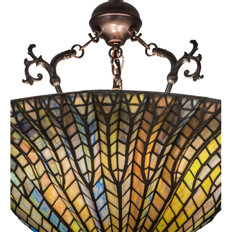 Tiffany Lotus Leaf Multicolor Glass Pendant Light