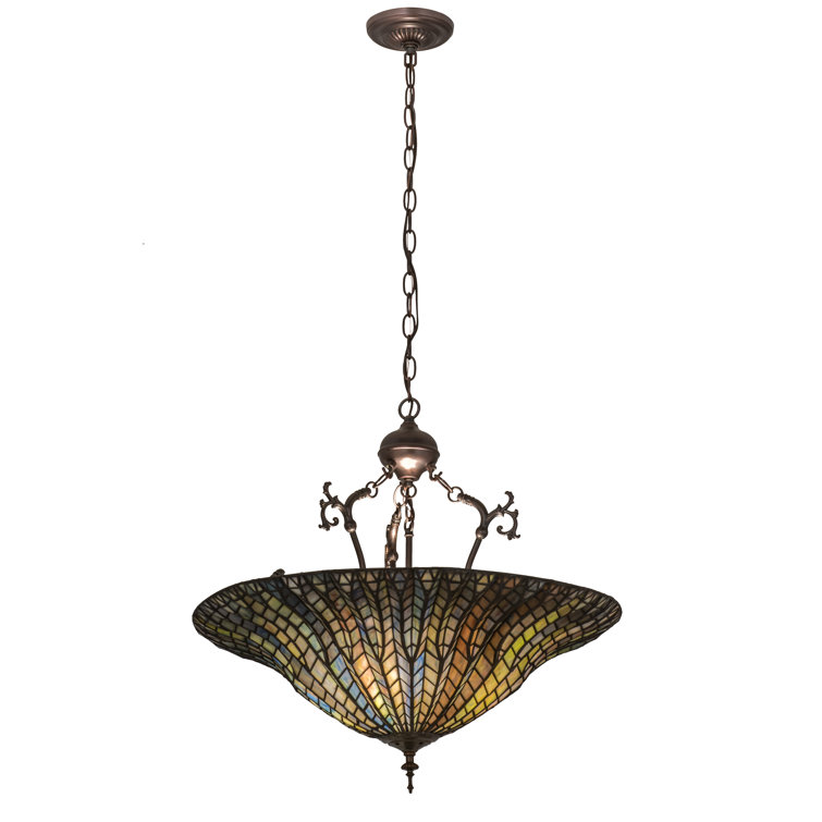 Tiffany Lotus Leaf Multicolor Glass Pendant Light