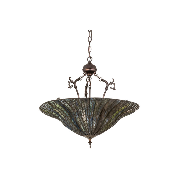 Tiffany Lotus Leaf Multicolor Glass Pendant Light