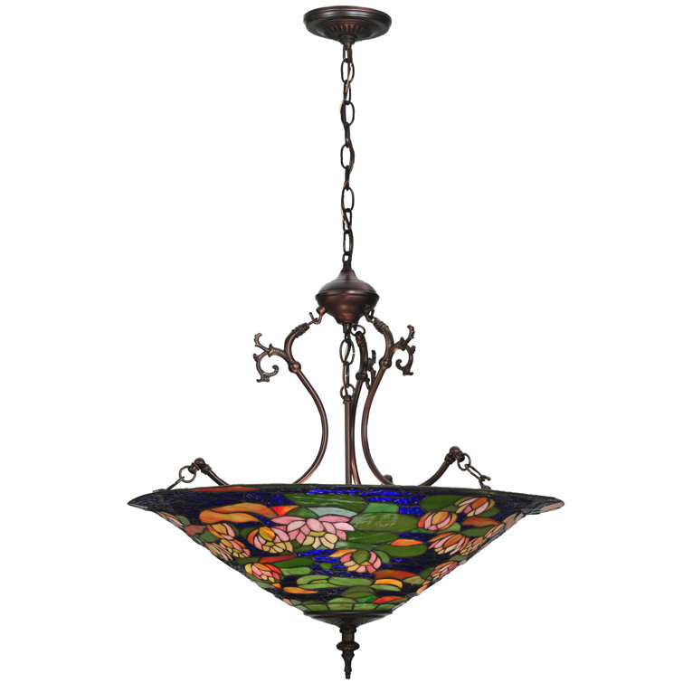 Tiffany Pond Lily 3-Light Inverted Pendant in Mahogany Bronze