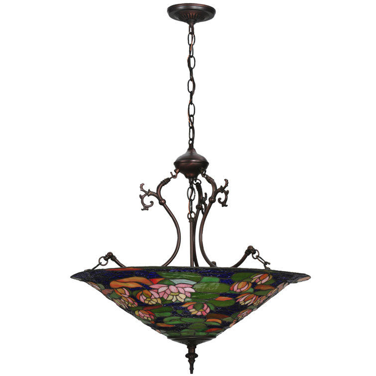 Tiffany Pond Lily 3-Light Inverted Pendant in Mahogany Bronze