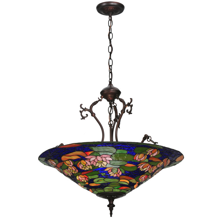Tiffany Pond Lily 3-Light Inverted Pendant in Mahogany Bronze