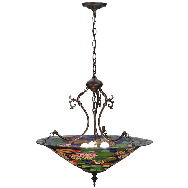 Tiffany Pond Lily 3-Light Inverted Pendant in Mahogany Bronze