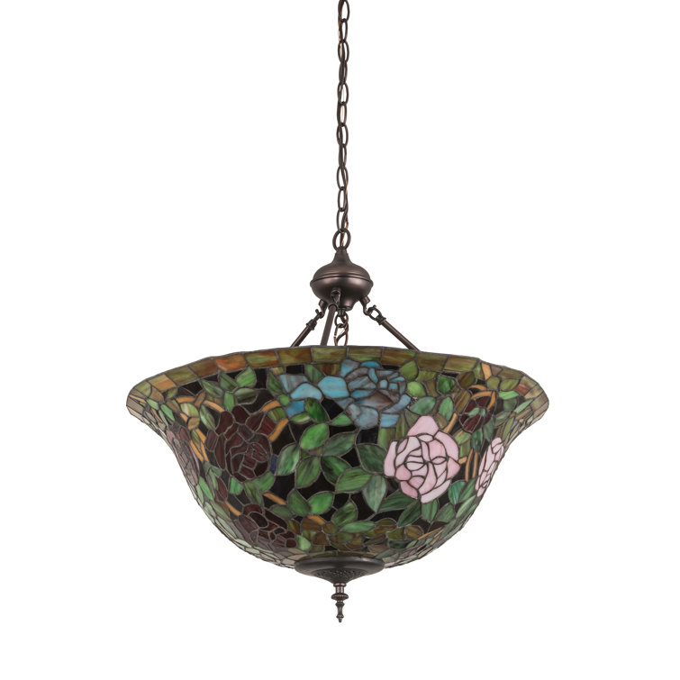 Tiffany Rosebush 3-Light Indoor/Outdoor Bronze Pendant