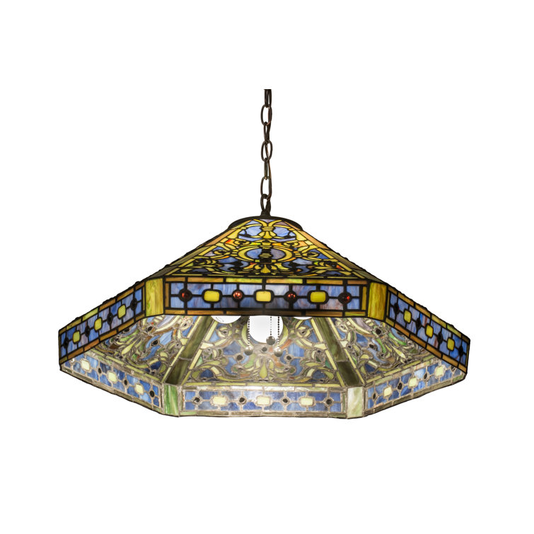 Meyda Tiffany 3-Light Elizabethan Pendant in Rich Hues