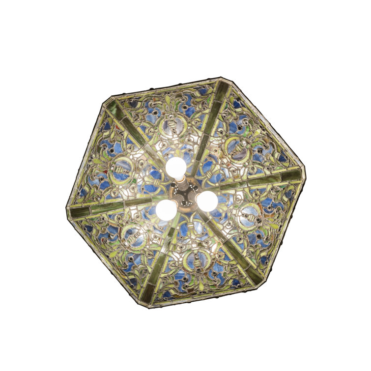Meyda Tiffany 3-Light Elizabethan Pendant in Rich Hues