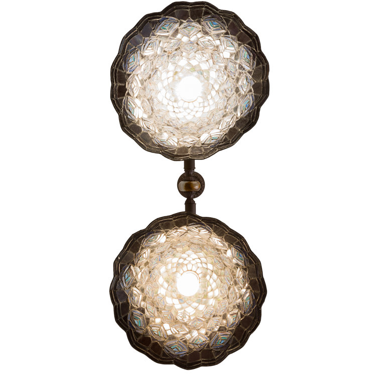 Elegant Bronze 2-Light Island Pendant with Artistic Glass Shade
