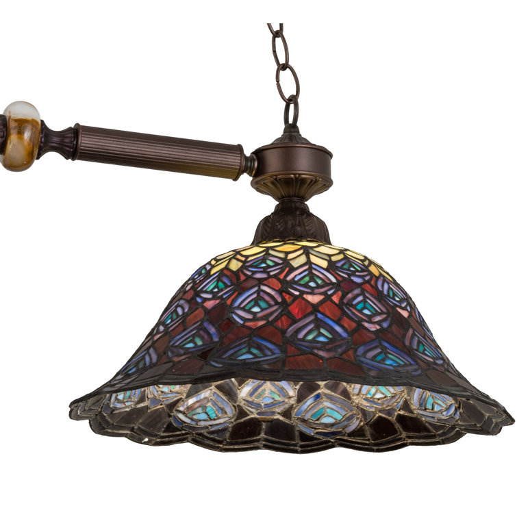 Elegant Bronze 2-Light Island Pendant with Artistic Glass Shade