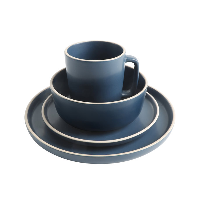 Cobalt Blue Ceramic 16-Piece Dinnerware Set, Service for 4