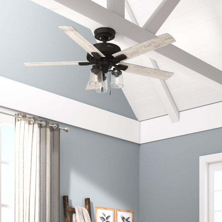 52" Noble Bronze and Light Gray Oak Chandelier Ceiling Fan with Lighting