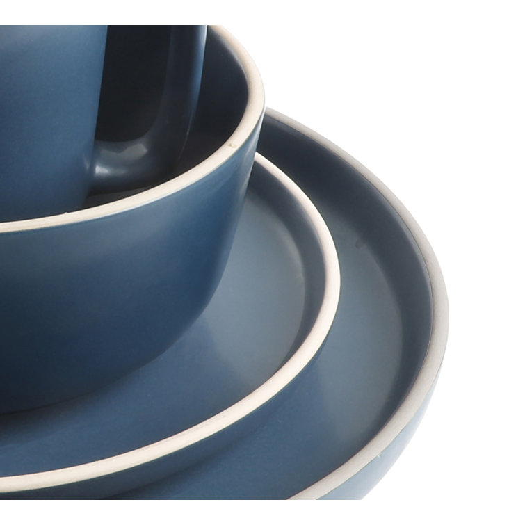 Cobalt Blue Ceramic 16-Piece Dinnerware Set, Service for 4
