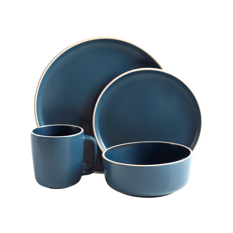 Cobalt Blue Ceramic 16-Piece Dinnerware Set, Service for 4