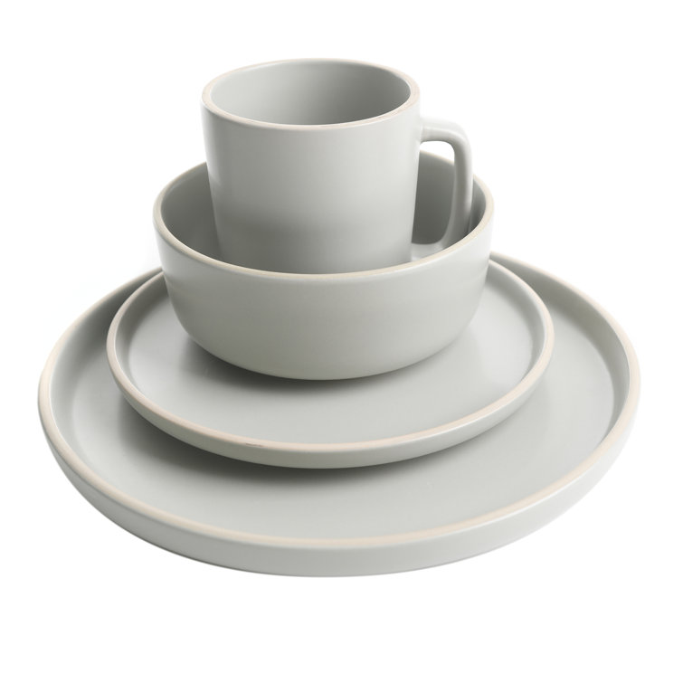 Light Gray Ceramic 16-Piece Dinnerware Set, Service for 4
