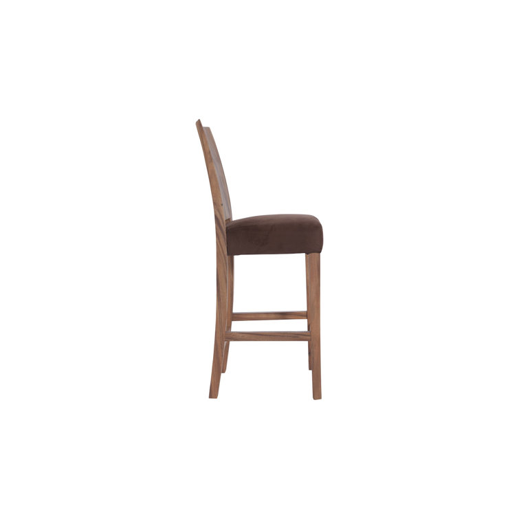 Chamcha Wood and Brown Leather Counter Stool