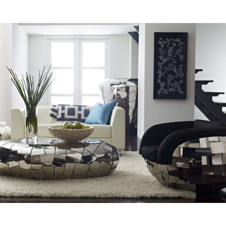 Crazy Cut Stainless Steel Silver Coffee Table