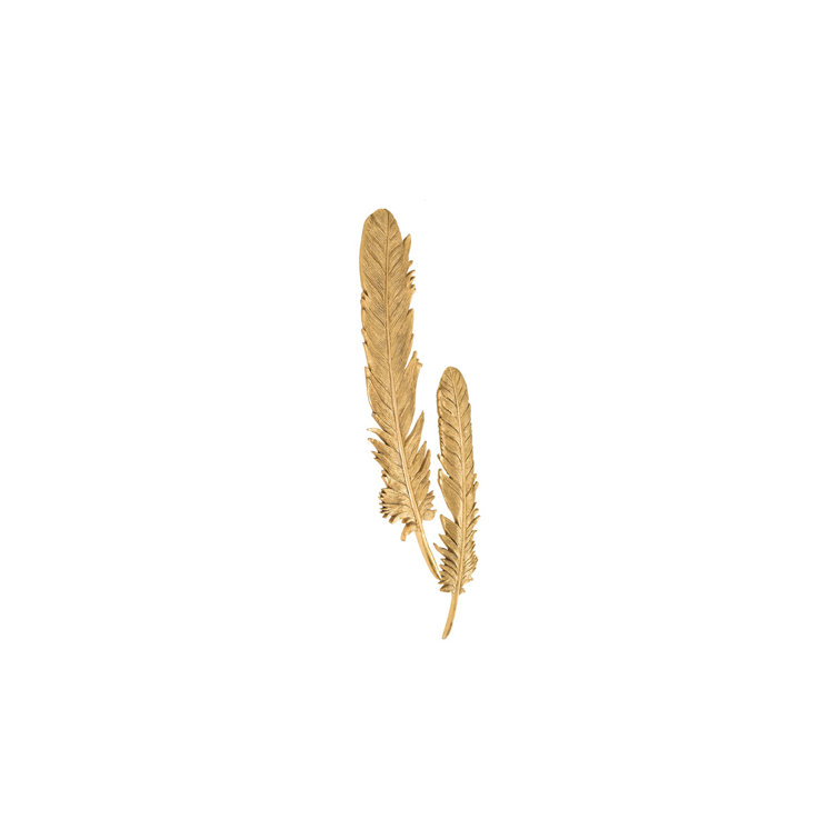 Gold Resin Feather Leaf Wall Décor Set of 2