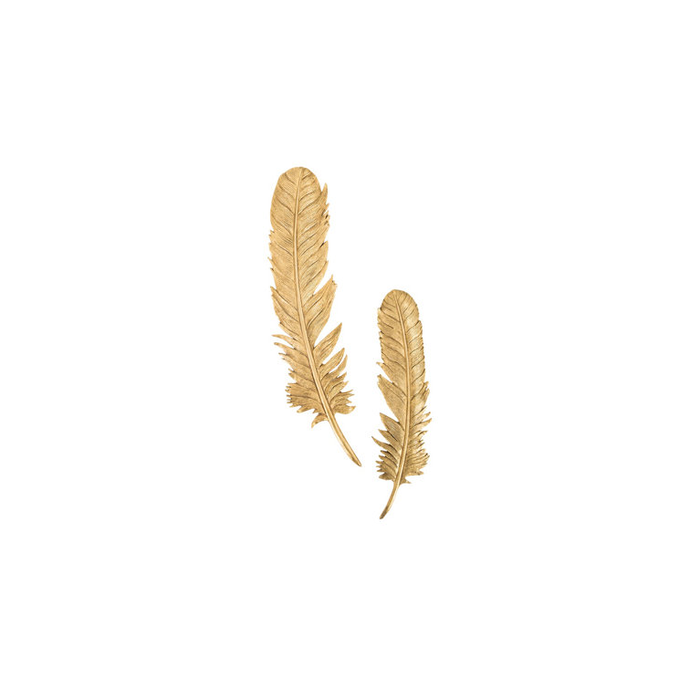 Gold Resin Feather Leaf Wall Décor Set of 2
