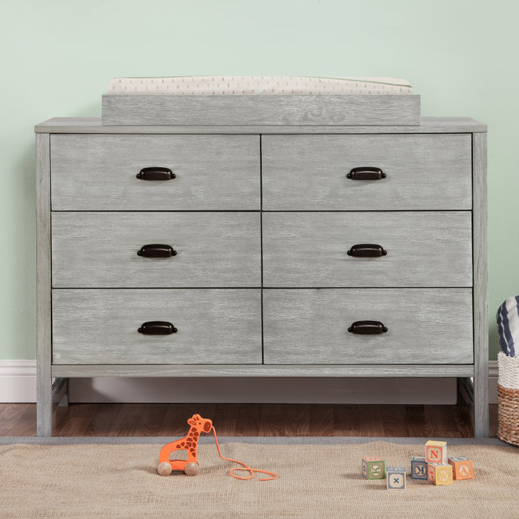Cottage Grey Farmhouse 6-Drawer Double Dresser for Nursery